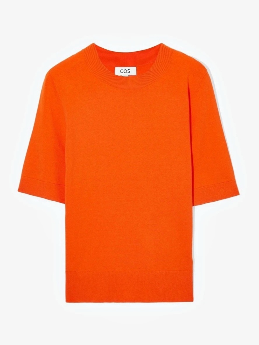 COS Short-Sleeve Knitted T-Shirt Orange Crewneck Size Medium